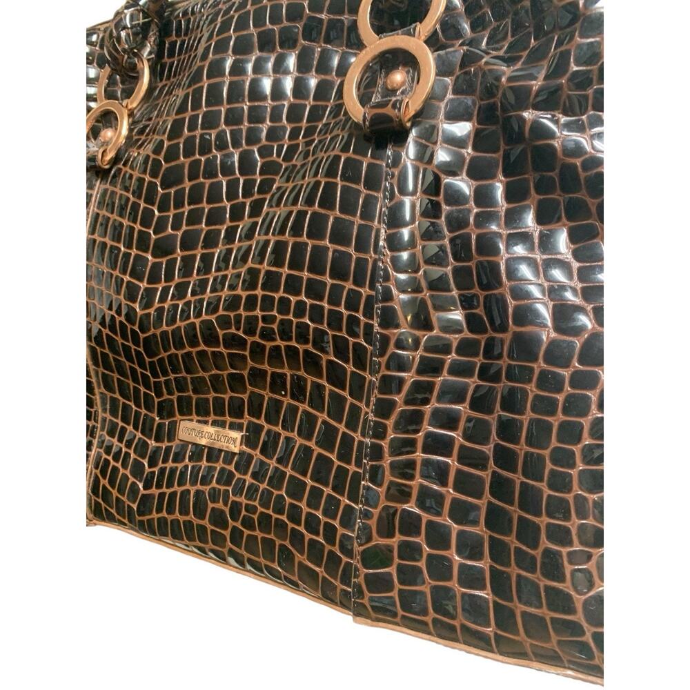 La Gioe di Toscana Sharon Gioe Burgundy Reptile Leather Dome Satchel Bag - Picture 6 of 16